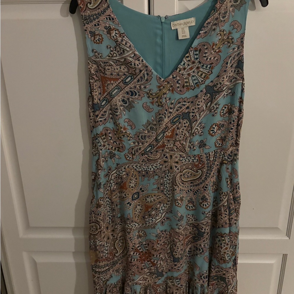 Women's Cynthia Rowley Floral‎ Blue White MIDI Dress Size 8